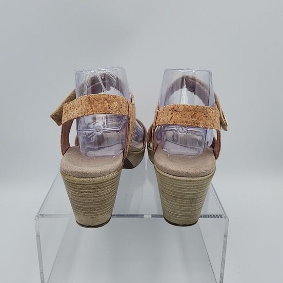 Naot Intact Khaki Beige Cork Heeled Sandals Strappy Hook And Loop 42 US 11-11.5 - Picture 3 of 10